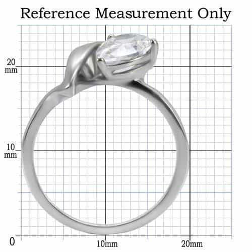 Stainless Steel CZ Round Solitaire Swirl Bypass Ring view 7