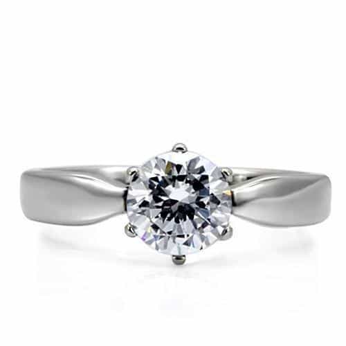 Stainless Steel CZ Round Oversized Solitaire Classic Ring view 3