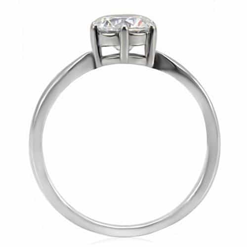 Stainless Steel CZ Round Oversized Solitaire Classic Ring view 9