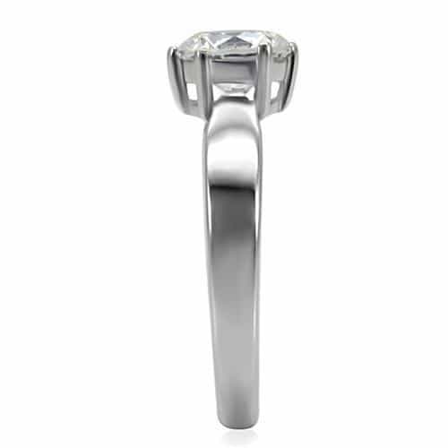 Stainless Steel CZ Round Oversized Solitaire Classic Ring view 10