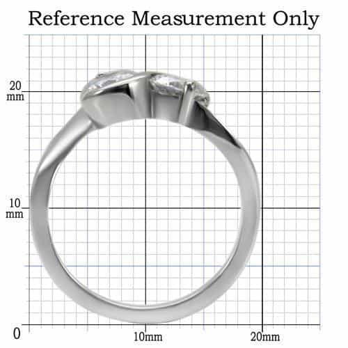 Stainless Steel CZ Round Bezel Bypass Ring view 7