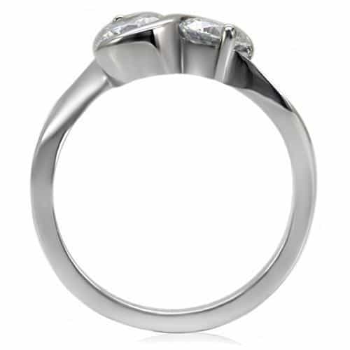 Stainless Steel CZ Round Bezel Bypass Ring view 4