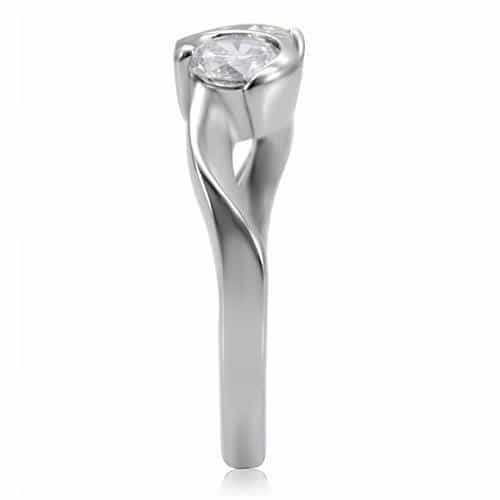 Stainless Steel CZ Round Bezel Bypass Ring view 10
