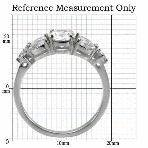 Stainless Steel CZ Oval Marquise Three Stone Ring view 7