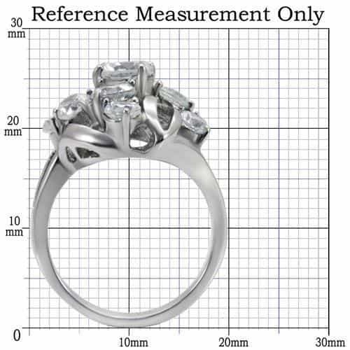 Stainless Steel CZ Round Marquise Swirl Cluster Ring view 7