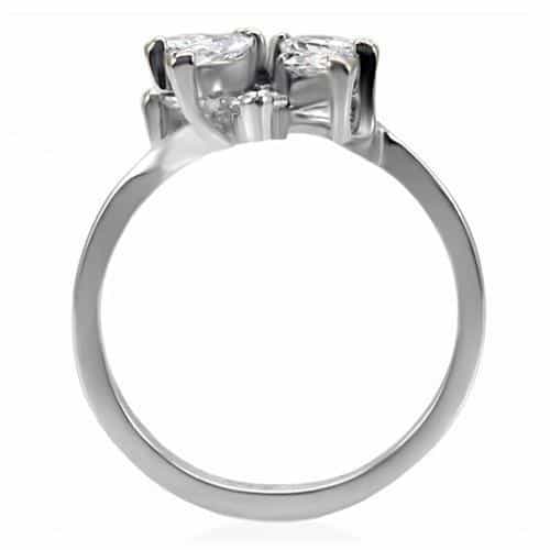 Stainless Steel CZ Marquise Flower Starburst Cluster Ring view 9