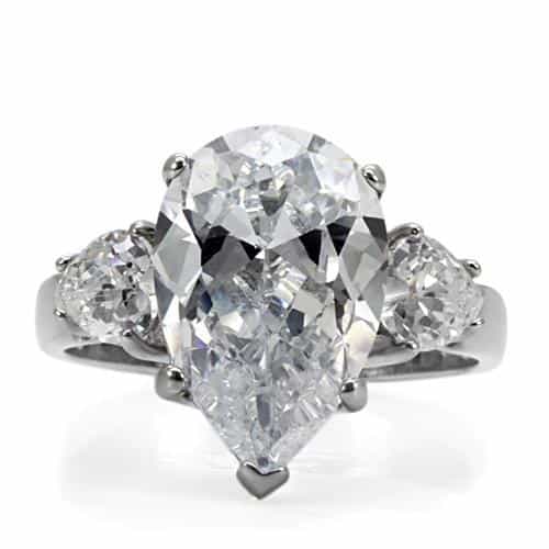 Stainless Steel CZ Oval Solitaire Cathedral Ring view 3