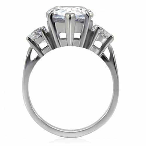 Stainless Steel CZ Oval Solitaire Cathedral Ring view 9