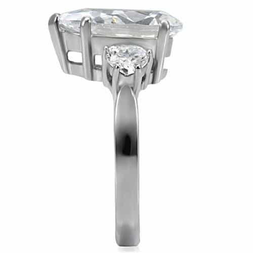 Stainless Steel CZ Oval Solitaire Cathedral Ring view 10