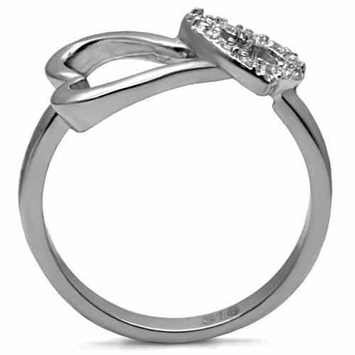 Stainless Steel CZ Pave Open Heart Ring TK077 view 9