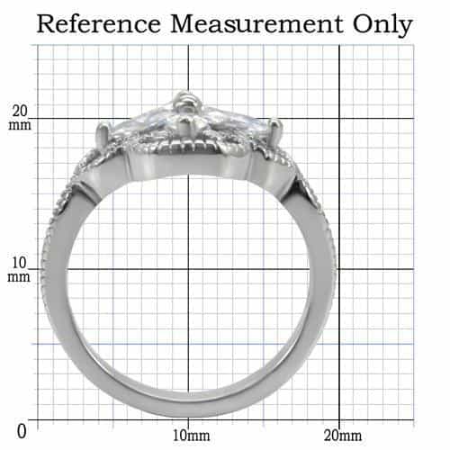 Stainless Steel CZ Marquise Flower Filigree Open Work Ring view 2
