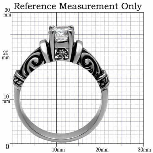 Stainless Steel CZ Round Solitaire Tribal Carved Band Ring view 7