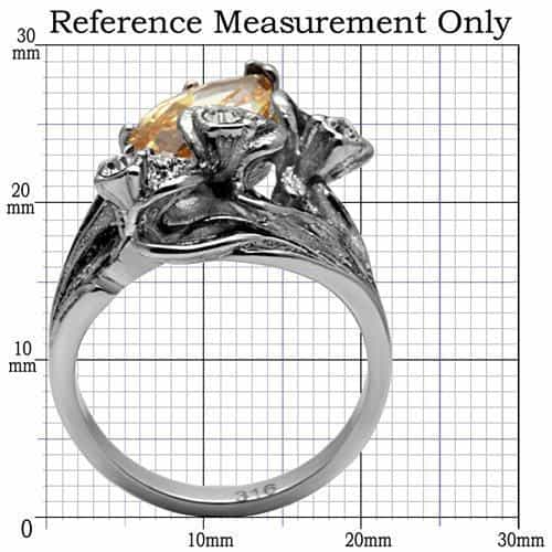 Stainless Steel Champagne Ornate Floral Filigree Ring view 2