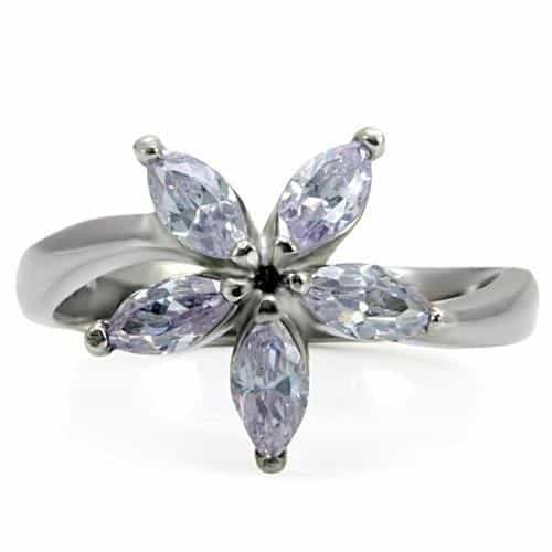 Stainless Steel Amethyst CZ Ring | The Stainless Jewelry view 3