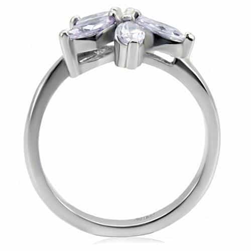 Stainless Steel Stainless Steel Light Amethyst CZ Marquise Ring view 9
