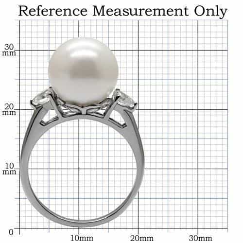 Stainless Steel White Pearl CZ Accent Ring view 2