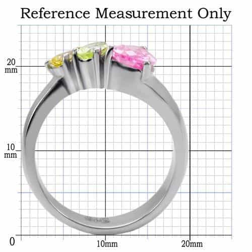 Stainless Steel Multi Color Pear Three Stone Ring view 7