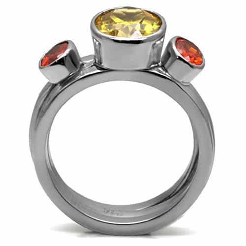 Stainless Steel Red Yellow Oval Stack Ring view 11