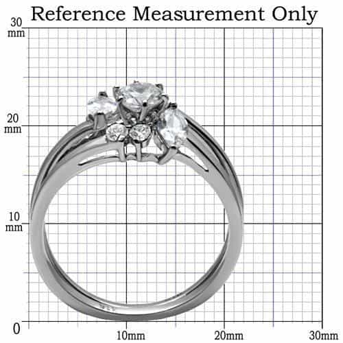 Stainless Steel CZ Round Three Stone Bridal Set Ring view 7