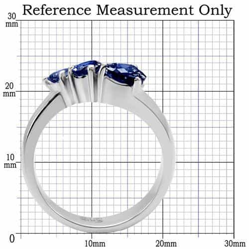 Stainless Steel Blue Sapphire Pear Two Stone Ring view 2
