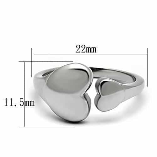 Stainless Steel Polished Double Heart Ring view 6