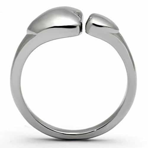 Stainless Steel Polished Double Heart Ring view 7