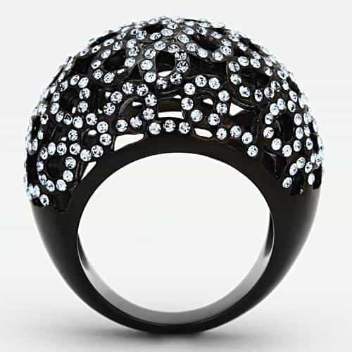 Stainless Steel Black Dome Cluster Ring | The Stainless Jewelry view 7