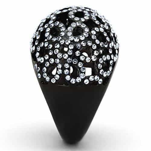 Stainless Steel Black Dome Cluster Ring | The Stainless Jewelry view 4