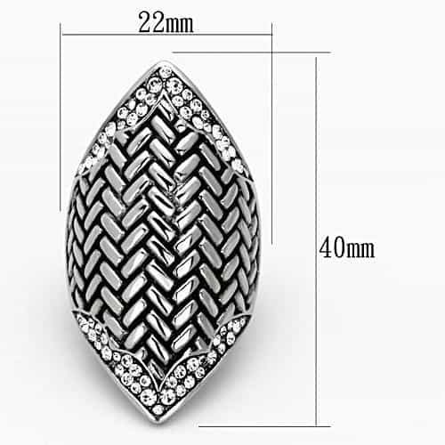 Stainless Steel Woven Basket Weave Shield Ring view 6