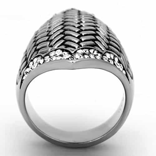Stainless Steel Woven Basket Weave Shield Ring view 7
