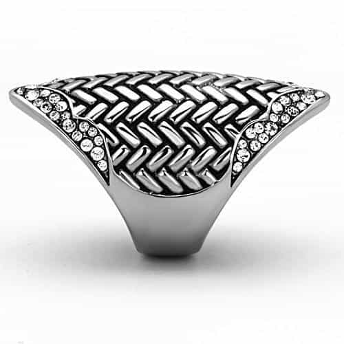 Stainless Steel Woven Basket Weave Shield Ring view 8