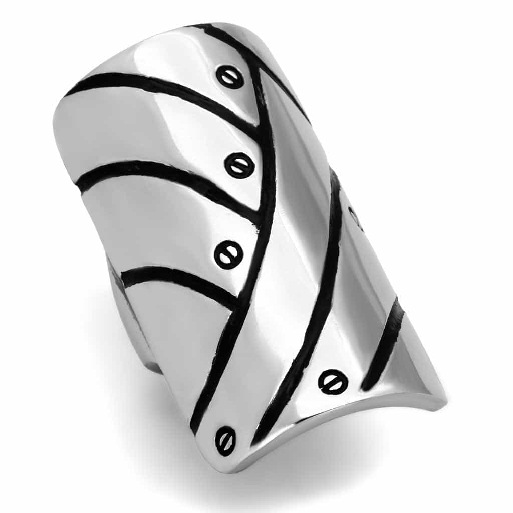 Stainless Steel Enamel Stripe Wave Ring | The Stainless Jewelry view 1