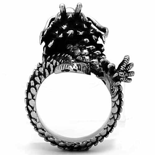 Stainless Steel Dragon Sculpture Statement Ring view 9