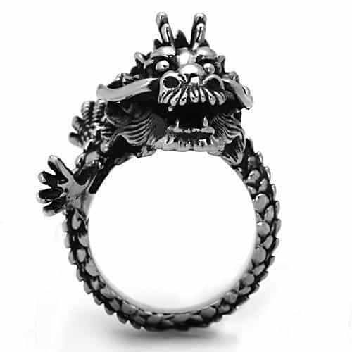 Stainless Steel Dragon Sculpture Statement Ring view 10
