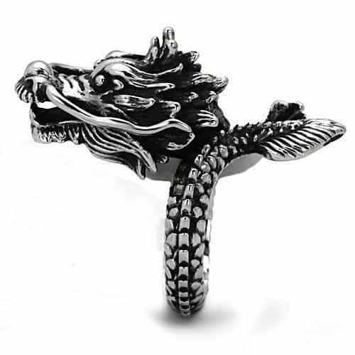 Stainless Steel Dragon Sculpture Statement Ring view 12