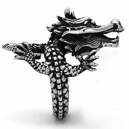 Stainless Steel Dragon Sculpture Statement Ring view 5
