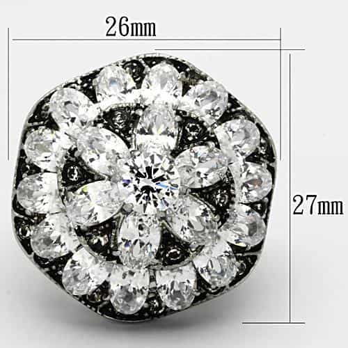 Stainless Steel CZ Pear Marquise Flower Dome Ring view 6