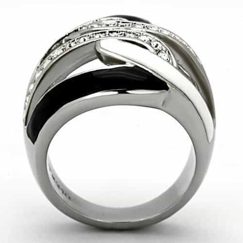Stainless Steel CZ Channel Crossover Wide Band Ring view 7