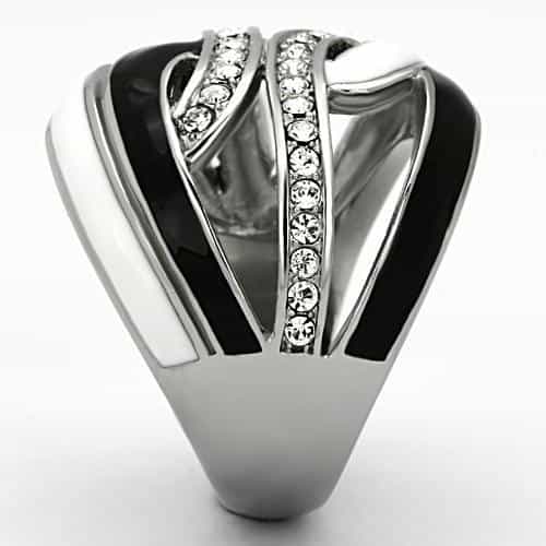 Stainless Steel CZ Channel Crossover Wide Band Ring view 4