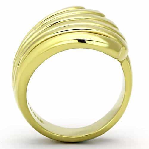 Stainless Steel Gold Polished Wave Fan Ring view 3