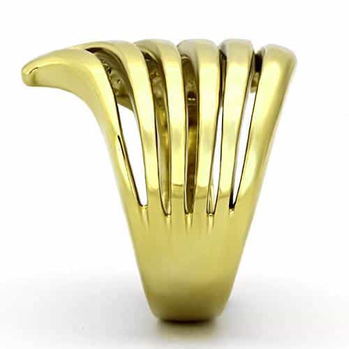 Stainless Steel Gold Polished Wave Fan Ring view 8