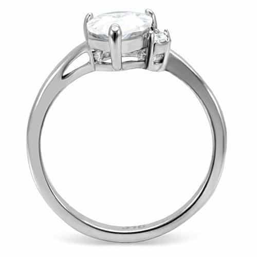 Stainless Steel CZ Pear Solitaire Accent Ring view 9
