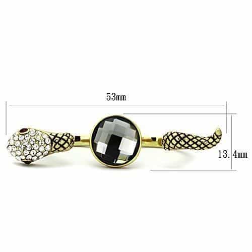 Stainless Steel Gold Black Crystal CZ Snake Double Ring view 6