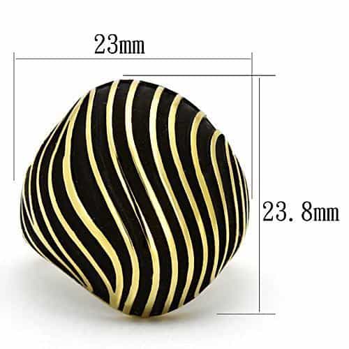 Stainless Steel Gold Black Enamel Zebra Dome Ring view 6