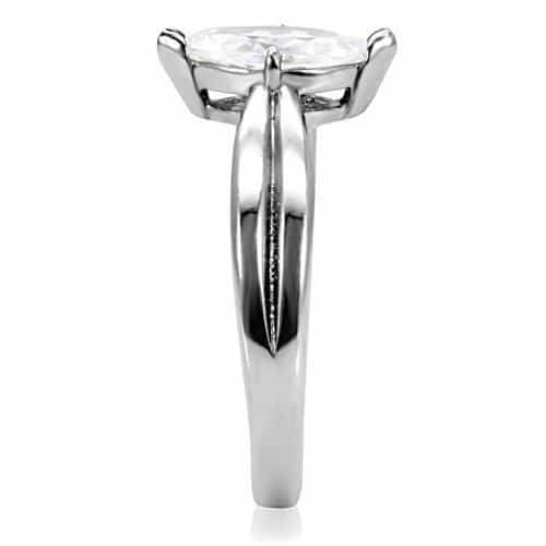 Stainless Steel CZ Marquise Solitaire Classic Ring view 5