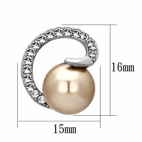 Stainless Steel Pearl Crescent Earrings | The Stainless Jewelry view 2