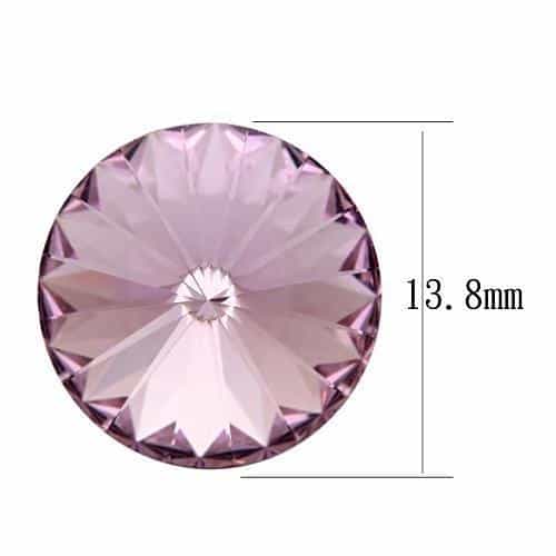 Stainless Steel Pink Lavender Rivoli Crystal Stud Earrings view 2