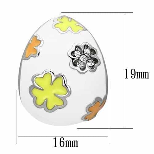 Stainless Steel White Enamel Multi Color Clover Hoop Earrings view 2