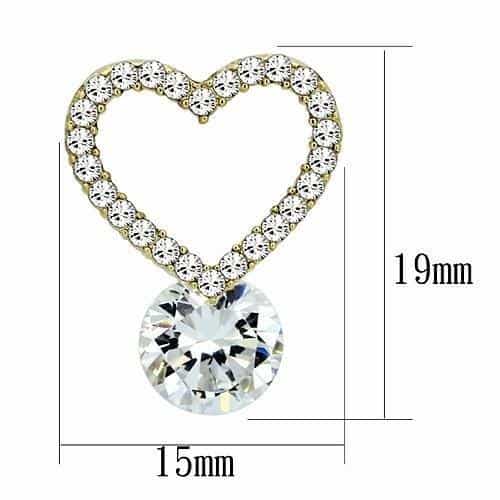 Stainless Steel CZ Heart Open Set Earrings view 2