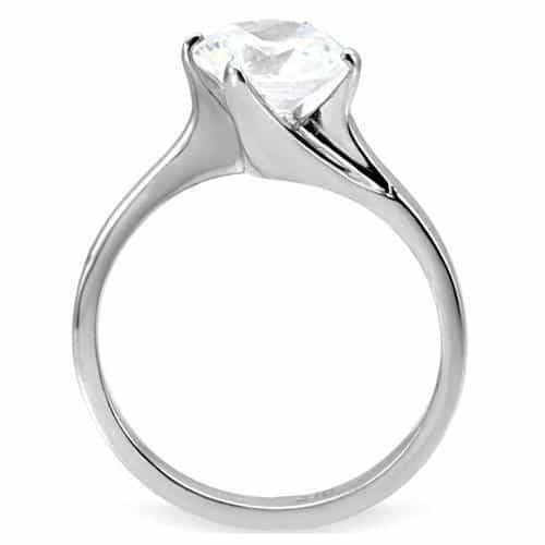 Stainless Steel CZ Round Oversized Solitaire Ring view 9